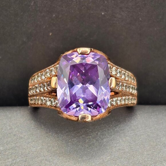 Bella Luce Jewelry - Vanna K Bella Luce Lavender Cushion Cut Ring 18k Rose Gold Over Silver Size 8